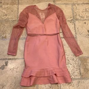 PrettyLittleThing Pink Mesh Sleeve Dress